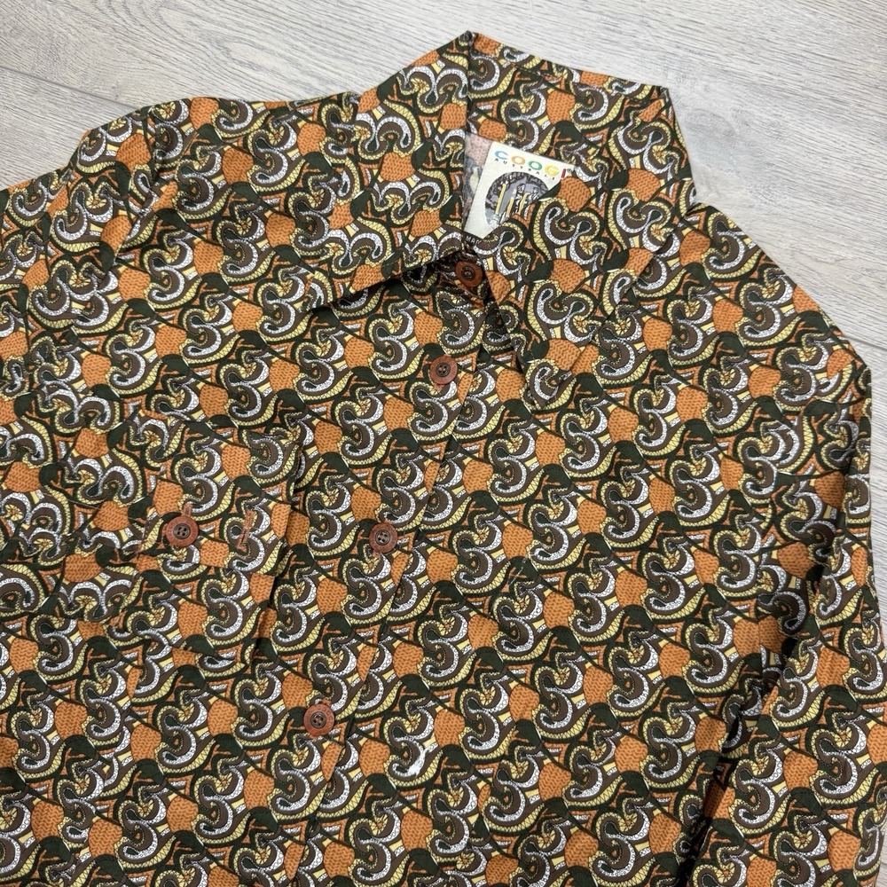 Coogi Australia Women's L/S Button Up Shirt Sz S Coogi Life AOP Geometirc Paisle